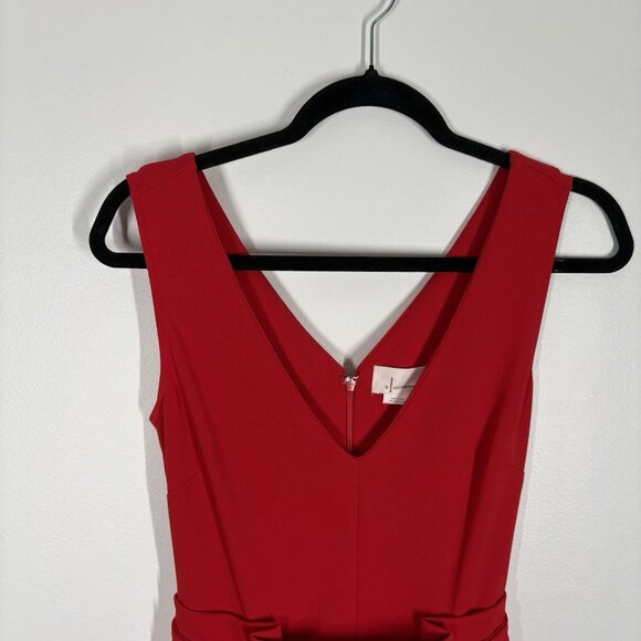 Anthropologie Sz XS Red Sleeveless Wide Leg Crop Cathy Structured Jumpsuit FLAW - Picture 9 of 16